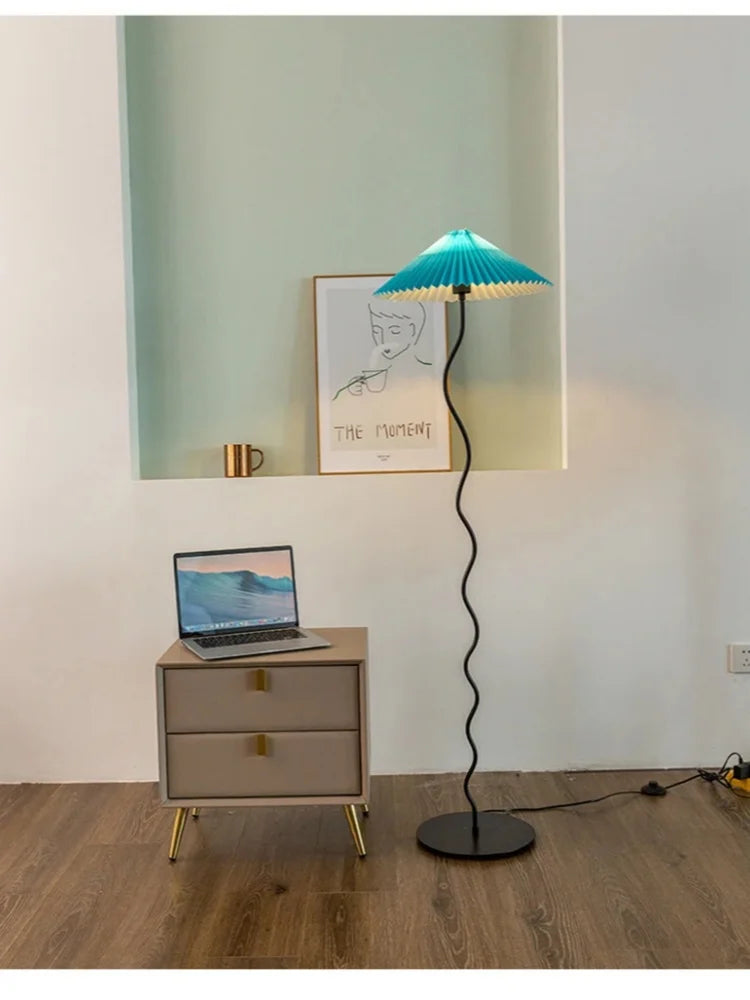Minimalist Pleated Fabric Floor Lamp for Living Room Bedroom Décor