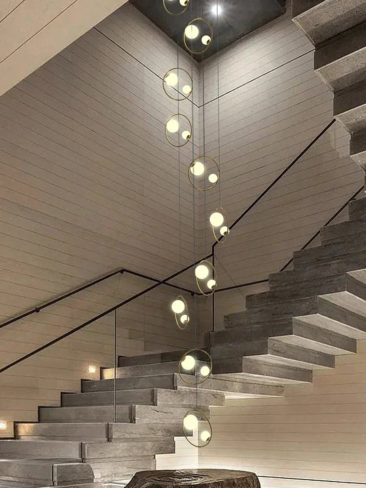 Modern Loft Chandelier Staircase Pendant Light Fixture - Designer Suspension Lustre
