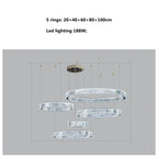 Luxury Gold Steel Crystal Chandelier Pendant Lights - Remote Control Dimmable Fixture