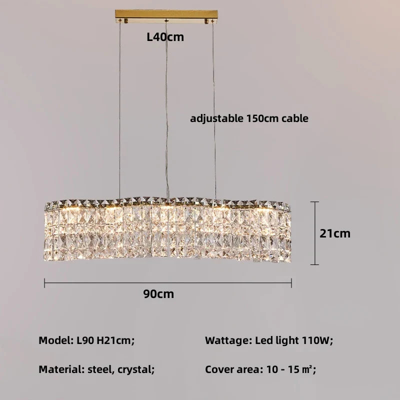 Luxury Crystal Pendant Lights Dimmable LED Foyer Chandelier