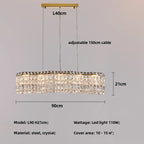 Luxury Crystal Pendant Lights Dimmable LED Foyer Chandelier
