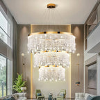 Crystal Chandelier Pendant Light LED Fixture for Living Dining Room Glamorous Home Decor