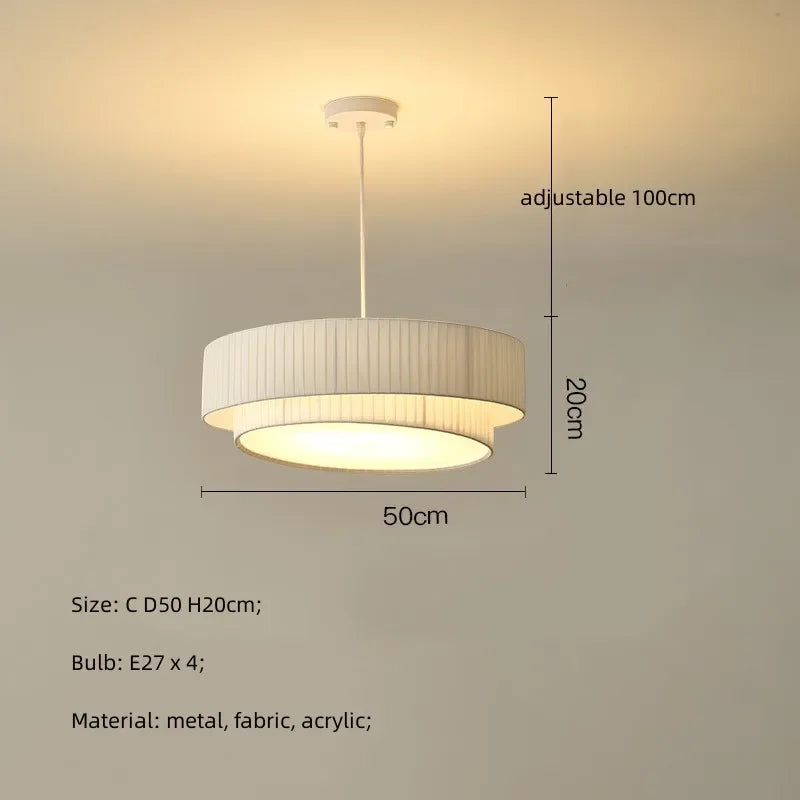 Modern White Fabric Chandelier Pendant Light Fixture