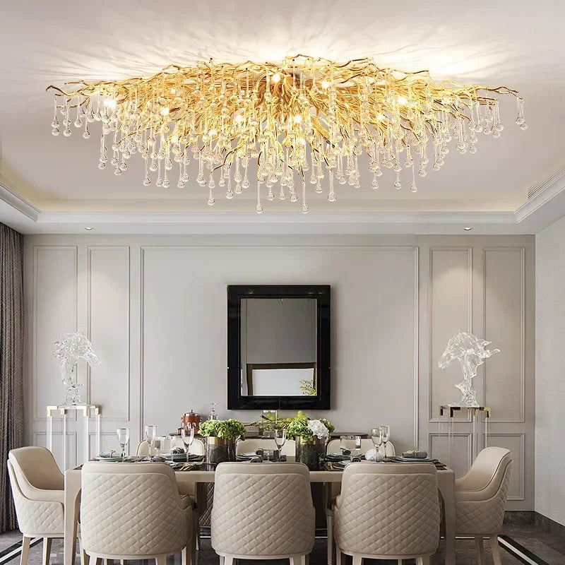Luxury Crystal LED Chandelier: Modern Nordic Gold/Silver Ceiling Lamp for Home Decor