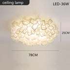 LED Petal Ceiling Chandelier for Living Room, Dimmable Round Bedroom Lamp
