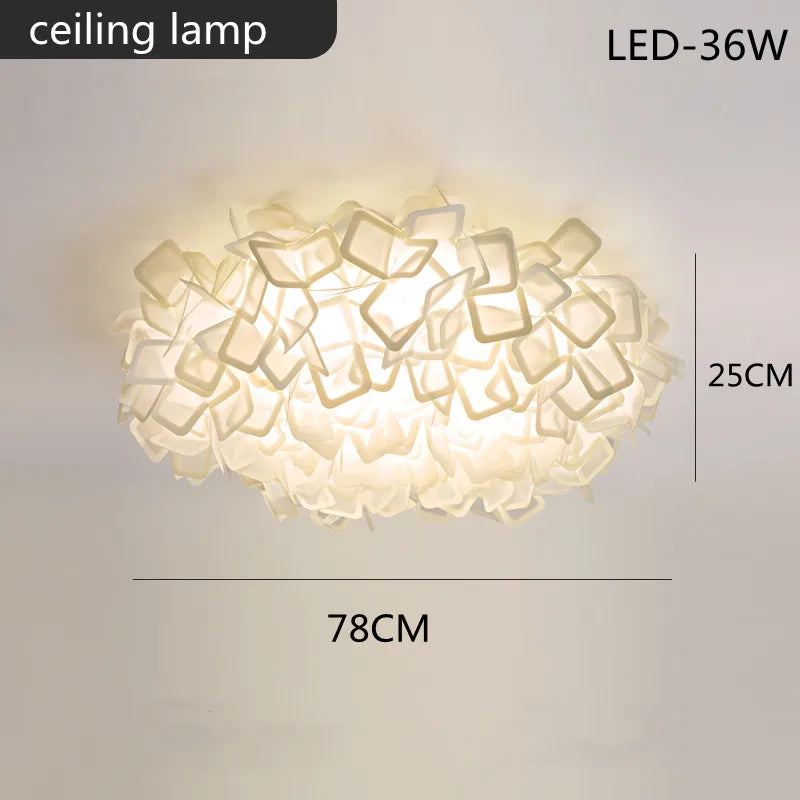 LED Petal Ceiling Chandelier for Living Room, Dimmable Round Bedroom Lamp
