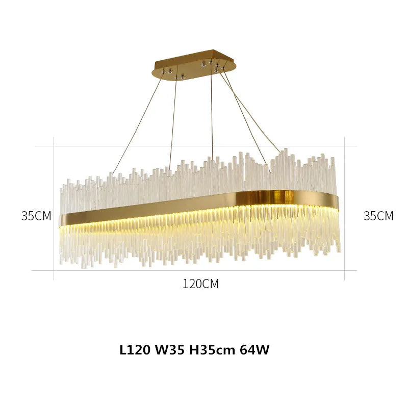 Modern Luxury Glass LED Chandelier Dining Room Dimmable Pendant Lamp