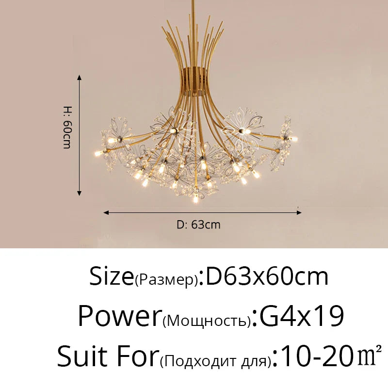 Dandelion Flower Chandelier: Modern LED Living Room Bedroom Indoor Decor Bouquet Lamps