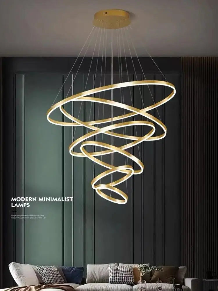 Modern LED Chandelier Ring Pendant Light for Living Room Attic Stairwell