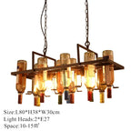 Industrial Metal Wine Bottle Chandelier for Coffee Shop Bar LED Decor
