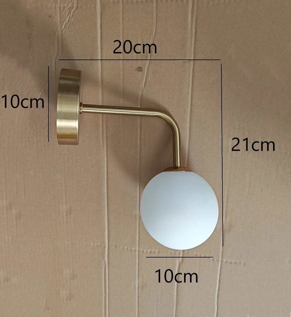 Golden Glass LED Wall Lamp - Nordic Design for Bedroom & Living Room