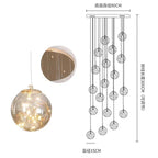 Glass Chandelier: Gold LED Staircase Lighting, Minimalist Design