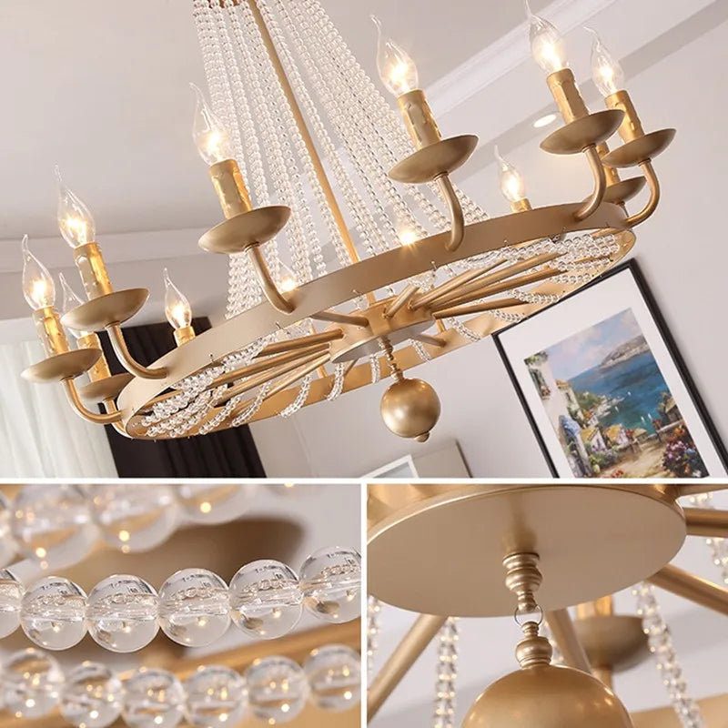 Crystal Chandelier: Retro Industrial Lighting for Living Room, Dinning Room Decor