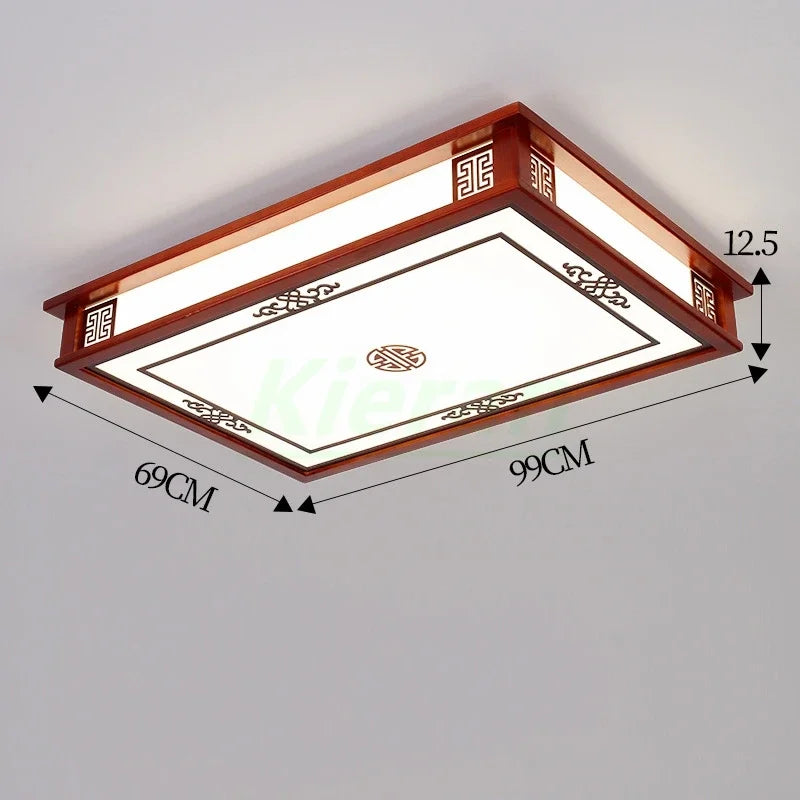 Solid Wood LED Ceiling Lamp, Nordic Modern Design, Hollow Carved, Living Room Bedroom Decor