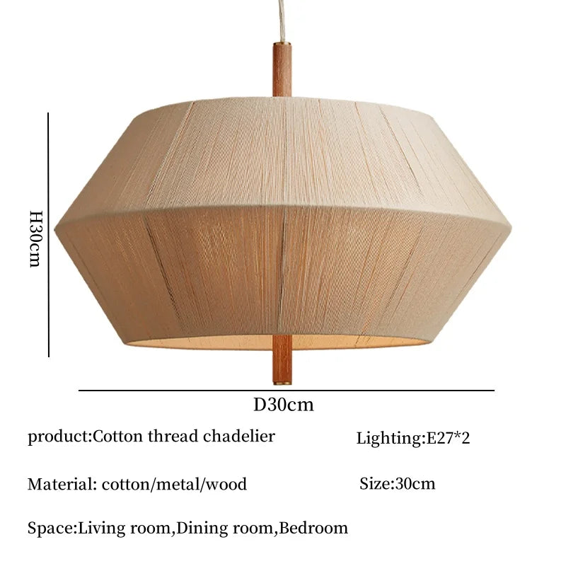 Wabi Sabi Cotton Thread Pendant Lights for Home Dining Room Decor