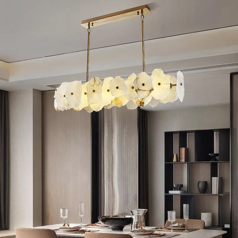 Marble LED Chandelier for Living Room, Bedroom, Kitchen - Luxury Stone Hanging Light