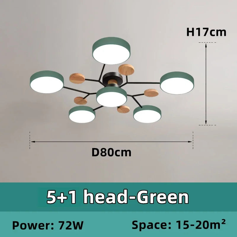 Nordic Wooden Chandelier LED Ceiling Light for Living Room, Bedroom, Kitchen, and Dining Room