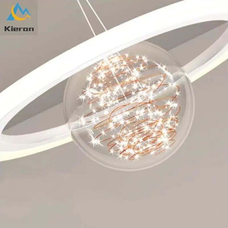 Saturn LED Chandelier: Nordic Modern Style for Bedroom, Study, Dining & Living Room