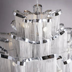 Fringed Chandelier: Silver & Gold Aluminium Chain Pendant Light for Luxe Home & Hotel Decor