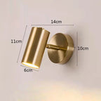 Nordic Bedroom Wall Sconce Lamp Rotating Spotlight in Gold Black