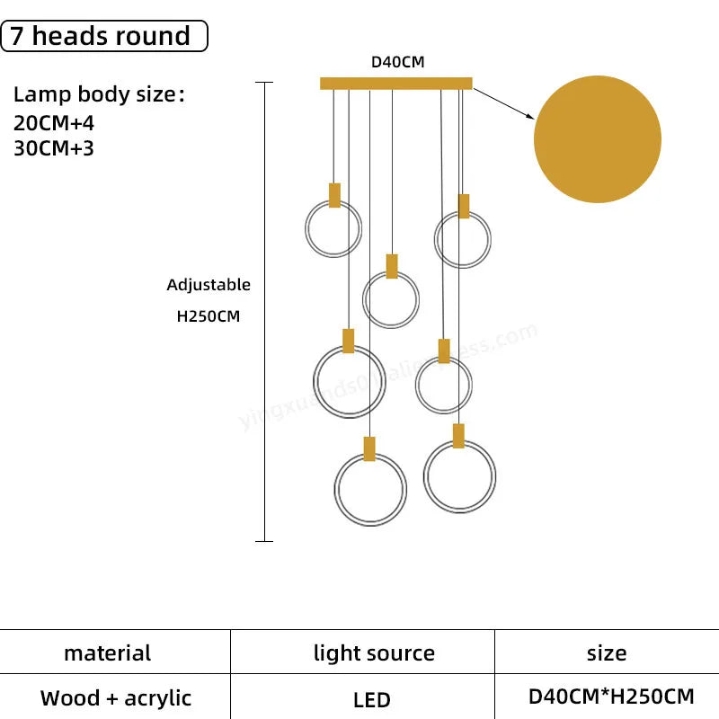 Wooden LED Chandelier for Living Room Ceiling Modern Lighting Fixtures