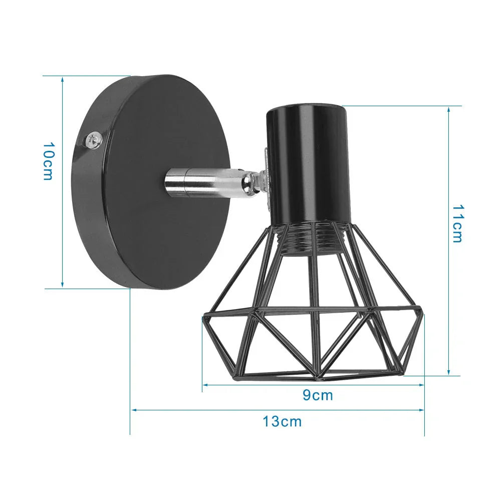 LED Iron Cage Wall Light for Home Bedroom Kitchen Decor