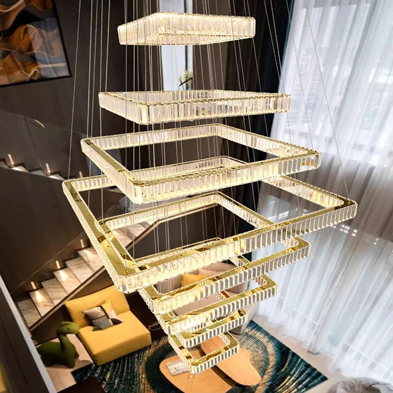 Crystal Chandelier Stair Pendant Lamp Living Room Pendant Lights Interior Lighting