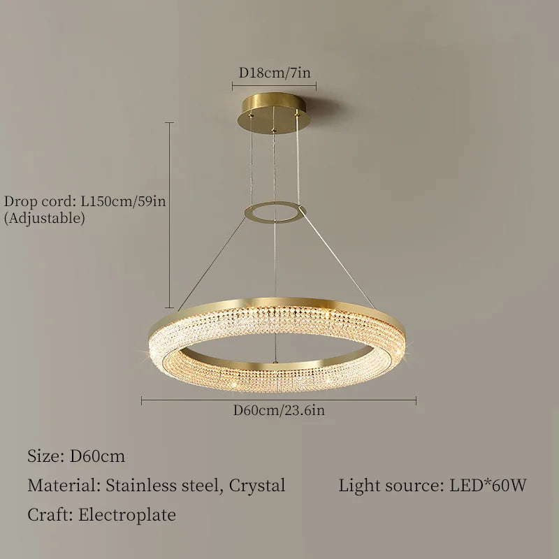 Nordic Crystal LED Ceiling Chandelier for Dining Room Kitchen Living Room