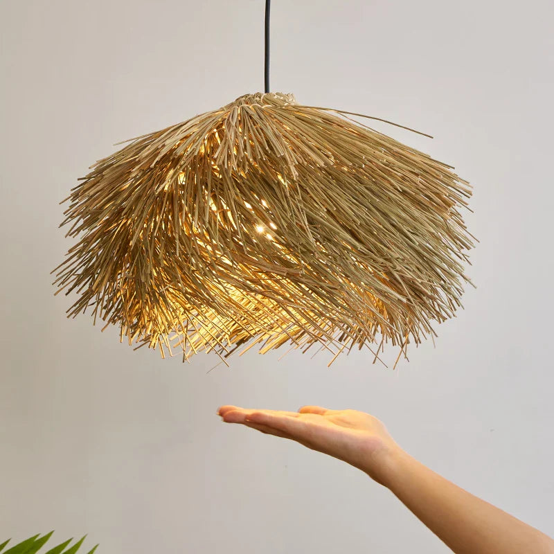Wabi Sabi Ceiling Grass Pendant Light Chandelier for Living Room Decor