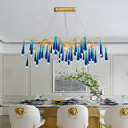 Blue Crystal Chandelier: Luxe Living Room LED Lighting