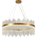 Crystal Rod Round Chandelier: Modern Nordic Light for Living Room, Bedroom, Dining Room, Kitchen