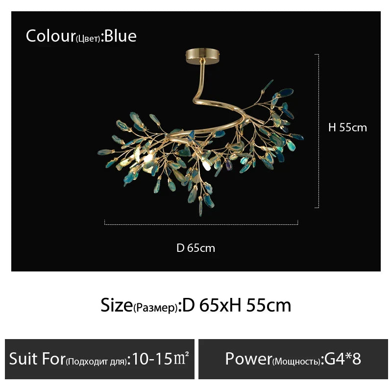 Agate Branch Chandelier - Nordic Glass LED Globe for Bedroom, Kitchen, Dining Room