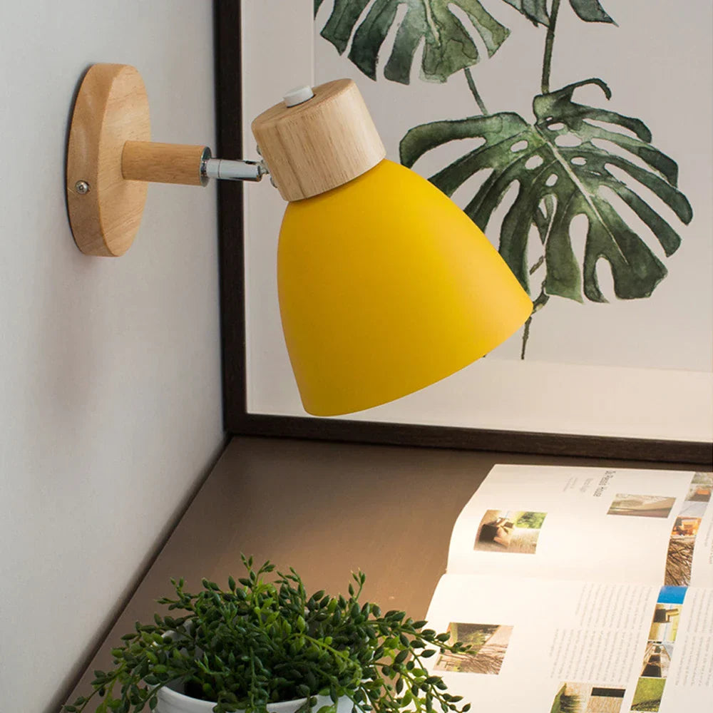 Wood Bedroom Wall Light Modern Macaron LED Sconce, Nordic Minimalist Design