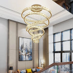 Crystal Round Chandelier: Elegant Stair Pendant Light for Luxury Home Decor