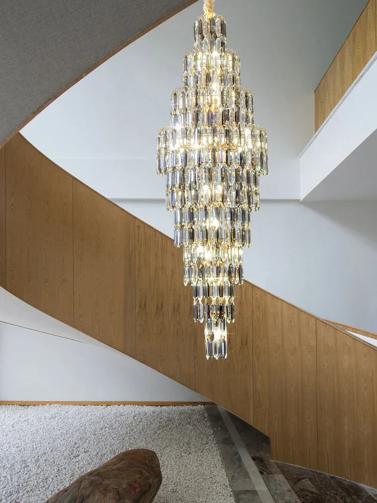 Crystal Spiral Pendant Light Chandelier Loft Luxury Staircase Elegant Upscale