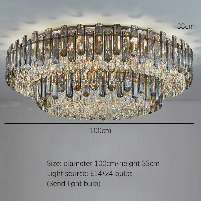 Modern Crystal Ceiling Lamp | Luxury Bedroom & Living Room Gold Light Fixtures