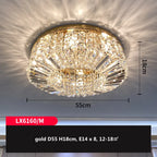 Crystal LED Ceiling Lights Shiny Gold/Chrome Steel E14 Mount Fixtures