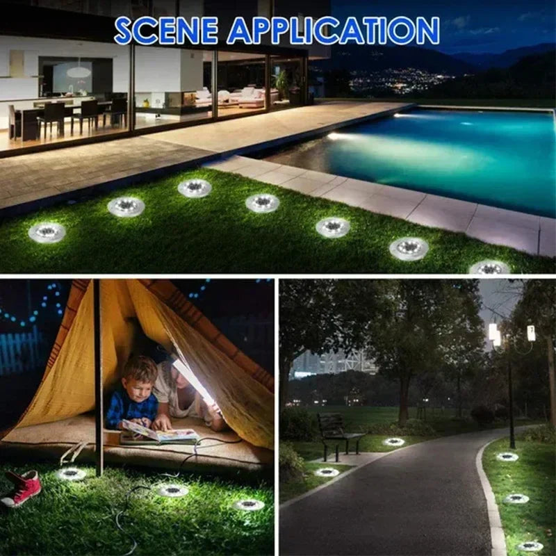 Solar Power Disk Light - Outdoor Garden Decoration LED Spotlight