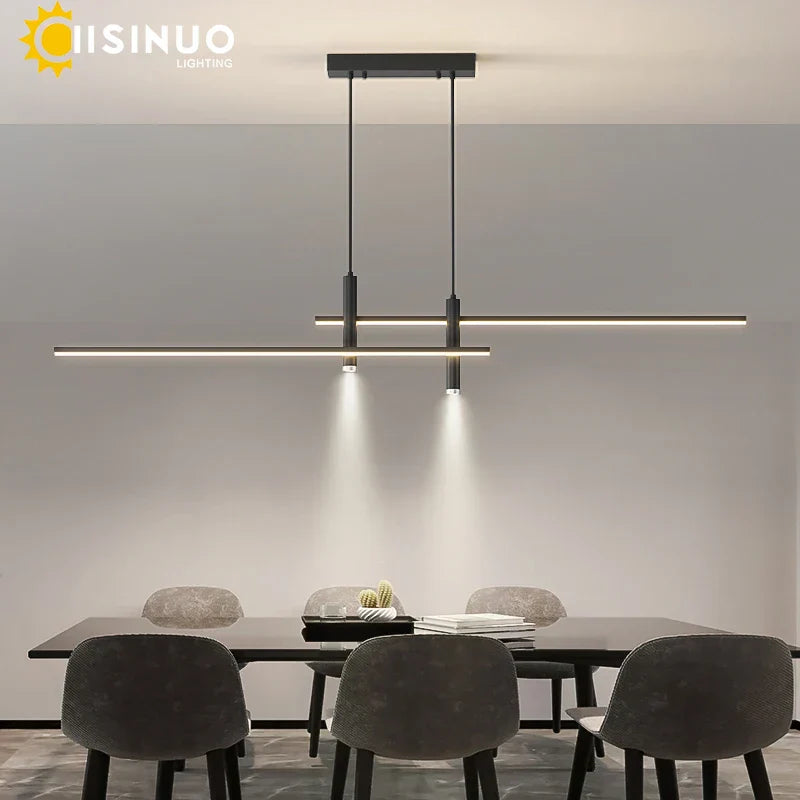 Adjustable LED Pendant Light in Black/Gold for Office Dining Living Room