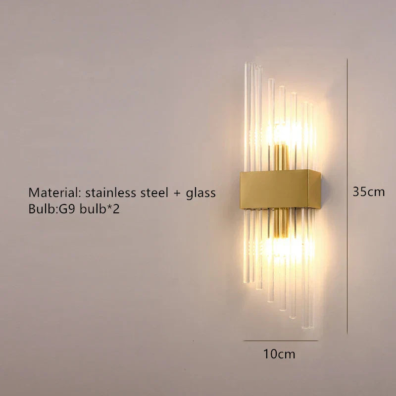 Clear Crystal LED Wall Lamp Stainless Steel Sconces