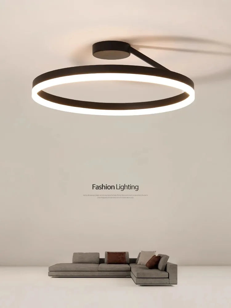 Nordic Minimalism LED Ceiling Chandelier in White/Black Aluminum