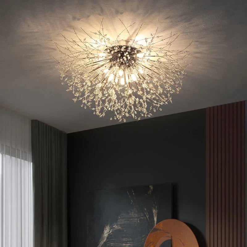 Nordic Dandelion Crystal Ceiling Lamp for Bedroom Living Room Dining Room
