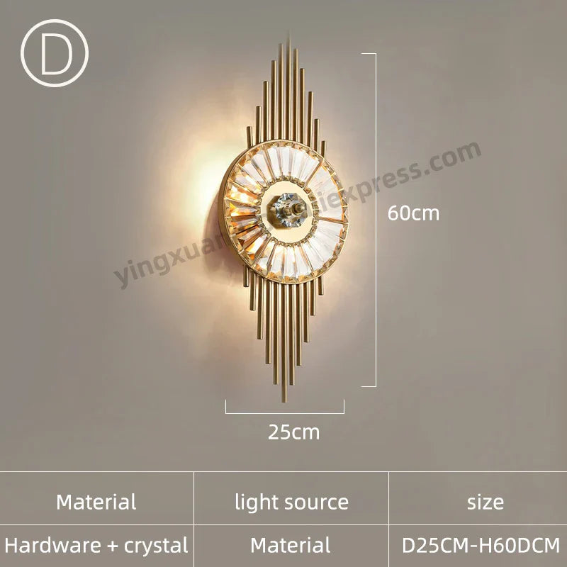 Crystal Wall Light: Minimalist Bedside Loft Wall Sconce for Living Room