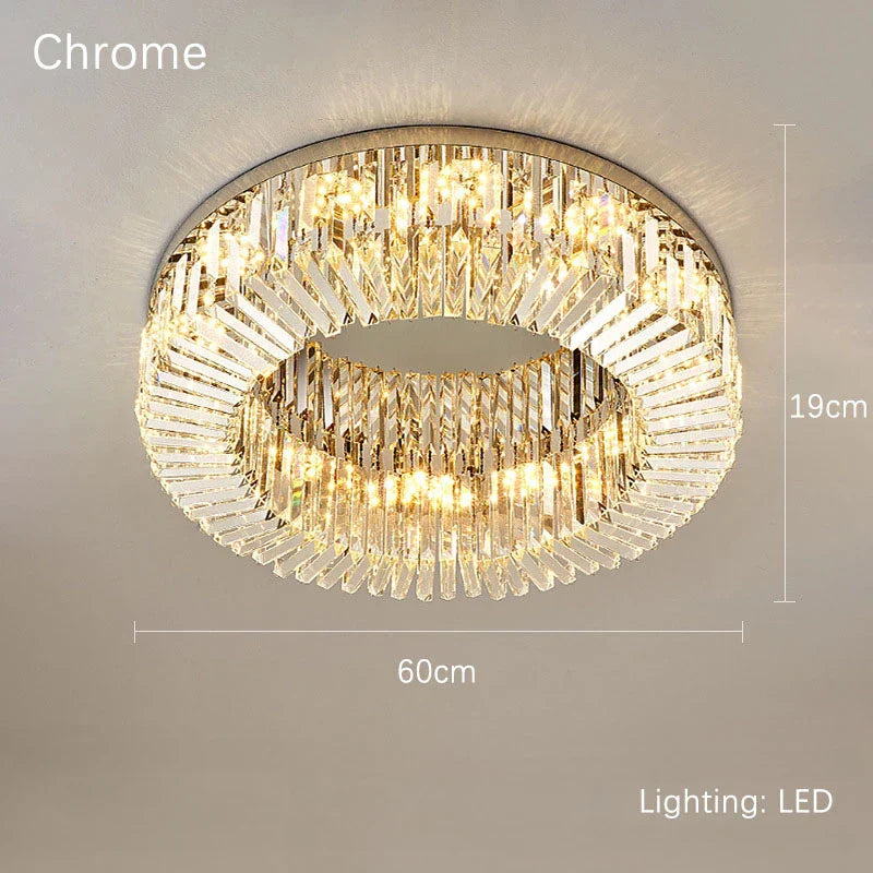 Crystal Gold LED Ring Ceiling Light - Modern Luxury Home Lighting