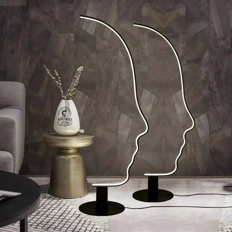 Modern Human Face Art Floor Lamp: Creative Nordic Design for Living Room, Bedroom.