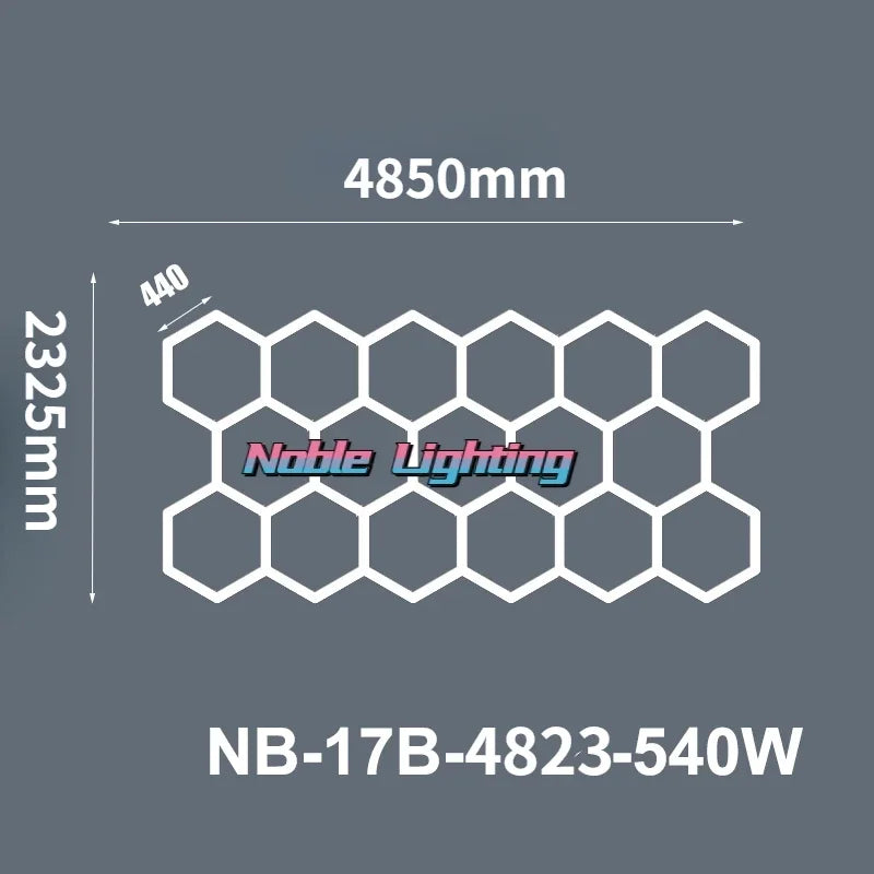 Hexagon Ceiling Light 6500K for Car Wash Beauty Garage Wall with Honeycomb Design