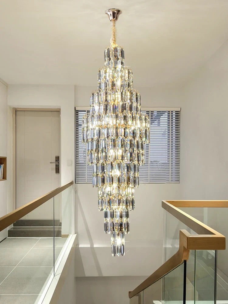 Crystal Spiral Pendant Light Chandelier Loft Luxury Staircase Elegant Upscale