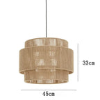 Rattan Pendant Light Handmade Hemp Rope, Japanese Design for Dining Room and Cafe