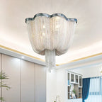 Chrome Art Luxury Ceiling Light with Aluminum Chain Tassel Design