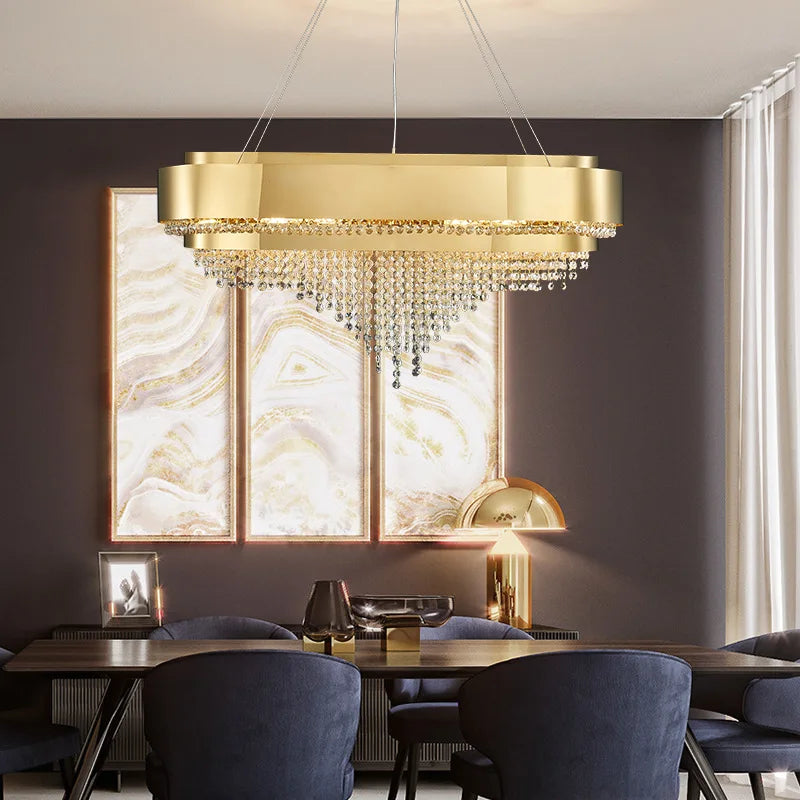 Golden Crystal Chandelier for Luxury Living & Dining Rooms